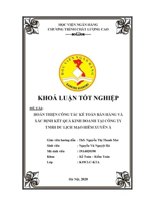 Hoàn thiện công tác kế toán bán hàng và xác định kết quả kinh doanh tại công ty tnhh du lịch mạo hiểm xuyên á khoá luận tốt nghiệp