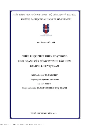 Chiến lược phát triển hoạt động kinh doanh của công ty tnhh bảo hiểm dai ichi life việt nam 2023