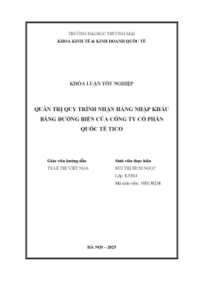 Quản trị quy trình nhận hàng nhập khẩu bằng đường biển của công ty cổ phần quốc tế tico