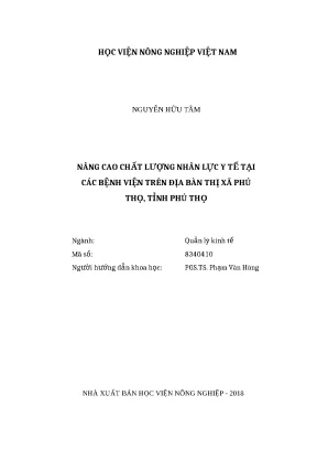 Luận văn thạc sĩ nâng cao chất lượng nhân lực y tế tại các bệnh viện trên địa bàn thị xã phú thọ tỉnh phú thọ