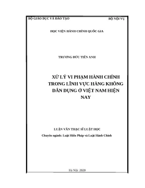 Luận văn thạc sĩ xử lý vi phạm hành chính trong lĩnh vực hàng không dân dụng ở việt nam hiên nay