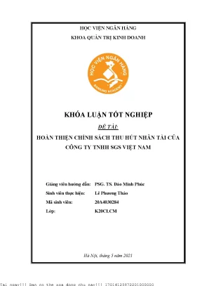 Chính sách thu hút nhân tài của công ty tnhh sgs việt nam