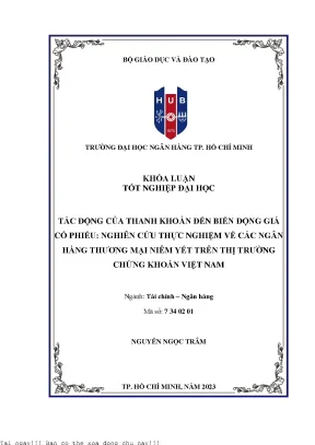 Tác động của thanh khoản đến biến động giá cổ phiếu nghiên cứu thực nghiệm về các ngân hàng thương mại niêm yết trên thị trường chứng khoán việt nam 2023