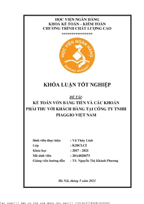 Kế toán vốn bằng tiền và các khoản phải thu với khách hàng tại công ty tnhh piaggio việt nam