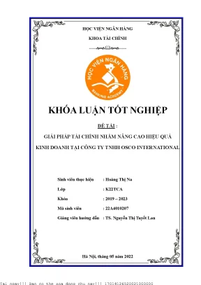 Giải pháp tài chính nhằm nâng cao hiệu quả kinh doanh của công ty tnhh osco international