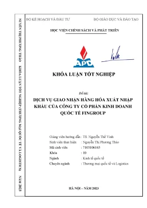 Dịch vụ giao nhận hàng hóa xuất nhập khẩu của công ty cổ phần kinh doanh quốc tế fingroup