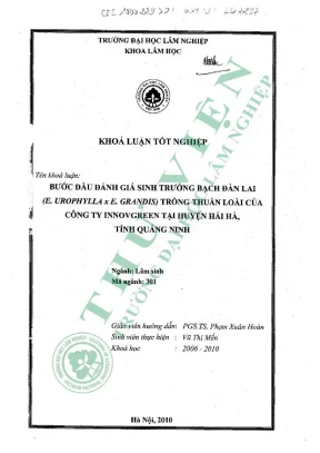 Bước đầu đánh giá sinh trưởng bạch đàn lai e urophylla x e grandis trồng thuần loài của công ty innovgreen tại huyện hải hà tỉnh quảng ninh