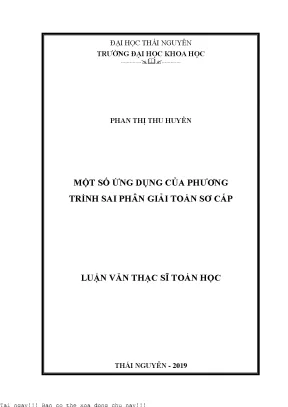 Một số ứng dụng của phương trình sai phân giải toán sơ cấp
