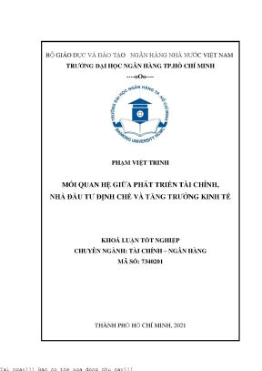 Mối quan hệ giữa phát triển tài chính nhà đầu tư định chế và tăng trưởng kinh tế khóa luận đại học chuyên ngành tài chính ngân hàng
