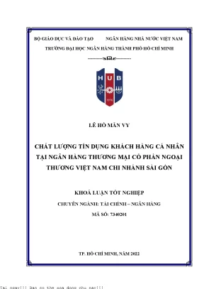 Chất lượng tín dụng khách hàng cá nhân tại ngân hàng thương mại cổ phần ngoại thương việt nam chi nhánh sài gòn 2022