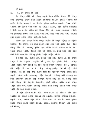 Luận văn thạc sĩ báo chí học tổ sản xuất chuyên mục về pháp luật trên đài truyền thanh cấp huyện ở hòa bình