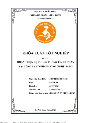 Hoàn thiện hệ thống thông tin kế toán tại công ty cổ phần công nghệ sapo