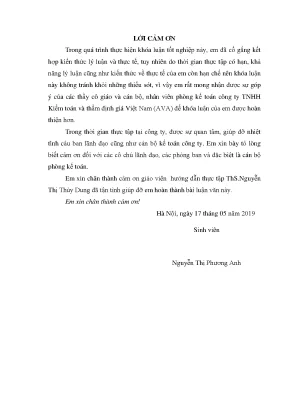 Nghiên cứu công tác kế toán bán hàng và xác định kết quả kinh doanh tại công ty tnhh kiểm toán và thẩm định giá việt nam ava hà nội