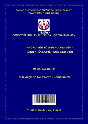 Luận văn thạc sĩ những yếu tố ảnh hưởng đển ý định khởi nghiệp của sinh viên