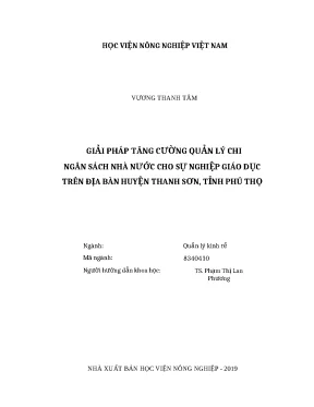 Luận văn thạc sĩ giải pháp tăng cường quản lý chi ngân sách nhà nước cho sự nghiệp giáo dục trên địa bàn huyện thanh sơn tỉnh phú thọ
