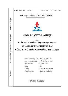 Giải pháp hoàn thiện hoạt động chăm sóc khách hàng tại công ty cổ phần giao hàng tiết kiệm