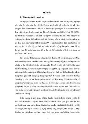 Luận văn ths qlc quản lý nhà nước về bồi thường hỗ trợ tái định cư trên địa bàn huyện kiên lương tỉnh kiên giang