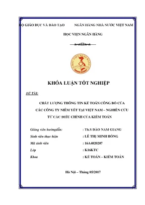 Chất lượng thông tin kế toán công bố của các công ty niêm yết tại việt nam nghiên cứu từ các điều chỉnh của kiểm toán