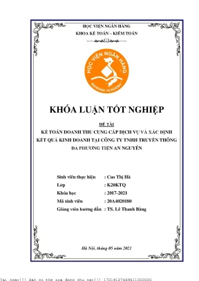 Kế toán doanh thu cung cấp dịch vụ và xác định kết quả kinh doanh tại công ty tnhh truyền thông đa phương tiện an nguyên