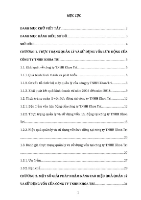Luận văn tmu một số giải pháp nhằm nâng cao hiệu quả quản lý và sử dụng vốn của công ty tnhh khoa trí