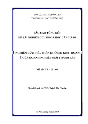 Luận văn thạc sĩ nghiên cứu điều kiện khởi sự kinh doanh của doanh nghiệp mới thành lập