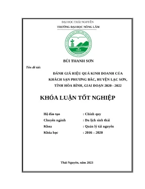 Luận văn đánh giá hiệu quả kinh doanh của khách sạn phương bắc huyện lạc sơn tỉnh hòa bình giai đoạn 2020 2022