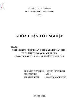 Một số giải pháp hoàn thiện hoạt động phân phối trên thị trường quốc tế của công ty đầu tư và phát triển thành đạt