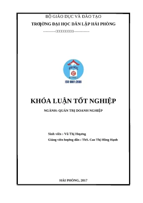 Luận văn hpu phân tích tài chính và một số biện pháp cải thiện tình hình tài chính của công ty cổ phần du lịch dịch vụ hải phòng