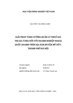 Luận văn thạc sĩ giải pháp tăng cường quản lý thuế giá trị gia tăng đối với doanh nghiệp ngoài quốc doanh trên địa bàn huyện mỹ đức thành phố hà nội