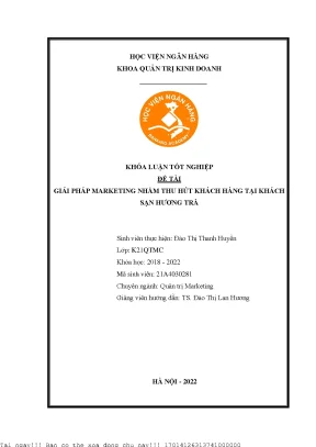 Giải pháp marketing nhằm thu hút khách hàng tại khách sạn hương trà