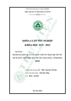 Đánh giá kết quả cấp giấy chứng nhận quyền sử dụng đất trên địa bàn huyện mai châu tỉnh hòa bình