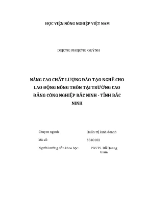Luận văn thạc sĩ nâng cao chất lượng đào tạo nghề cho lao động nông thôn tại trường cao đẳng công nghiệp bắc ninh tỉnh bắc ninh