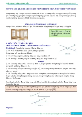 Quan he vuong goc trong khong gian phep chieu vuong goc toan 11 canh dieu