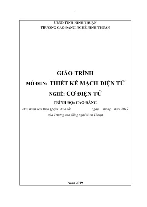 Giáo trình thiết kế mạch điện tử nghề cơ điện tử trình độ cao đẳng