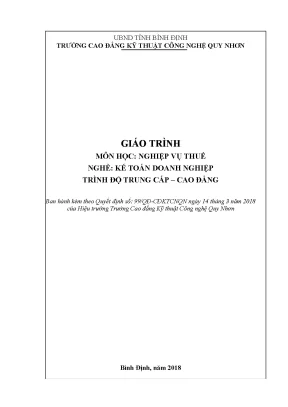 Giáo trình nghiệp vụ thuế nghề kế toán doanh nghiệp trình độ trung cấpcao đẳng
