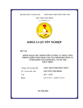 Kiểm toán chu trình tiền lương nhân viên trong kiểm toán bctc do công ty tnhh kiểm toán rsm dtl vp hà nội thực hiện