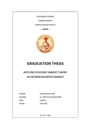 Applying efficiency market theory in vietnam securities market graduation thesis