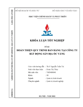Hoàn thiện quy trình bán hàng tại công ty bất động sản địa ốc vàng