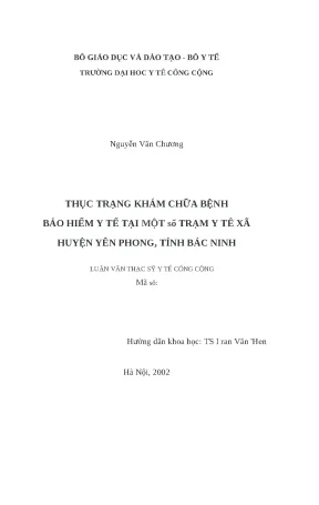 Luận văn thực trạng khám chữa bệnh bảo hiểm y tế tại một số trạm y tế xã huyện yên phong tỉnh bắc ninh