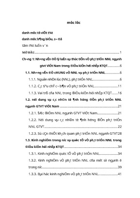 Luận văn thạc sĩ phát triển nguồn nhân lực ngành giao thông vận tải việt nam trong điều kiện hội nhập kinh tế quốc tế