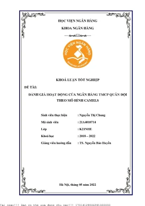 Đánh giá hoạt động của ngân hàng tmcp quân đội theo mô hình camels