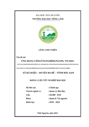 Luận văn ứng dụng công nghệ tin học và phương pháp đo rtk thực hiện chỉnh lý bản đồ địa chính tờ số 68 tỷ lệ 1 1000 xã hà hiệu huyện ba bể tỉnh bắc kạn