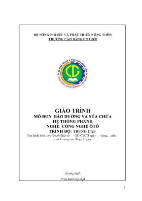 Giáo trình bảo dưỡng và sửa chữa hệ thống phanh nghề công nghệ ô tô trung cấp