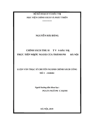 Luận văn thạc sĩ chính sách thu hút vốn đầu tư trực tiếp nước ngoài của thành phố hà nội