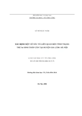 Luận văn xác định một số yếu tố liên quan đến tình trạng trẻ sơ sinh thấp cân tại huyện gia lâm hà nội