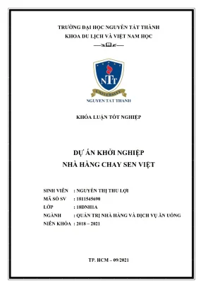 Dự án khởi nghiệp nhà hàng chay sen việt