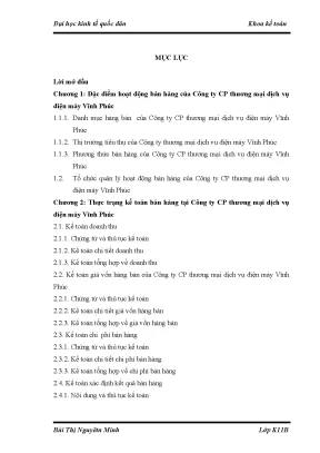 Hoàn thiện kế toán bán hàng và xác định kết quả bán hàng tại công ty cổ phần thương mại dịch vụ điện máy vĩnh phúc