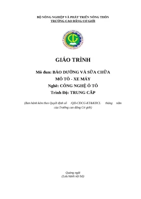 Giáo trình bảo dưỡng và sửa chữa mô tôxe máy nghề công nghệ ô tô trung cấp