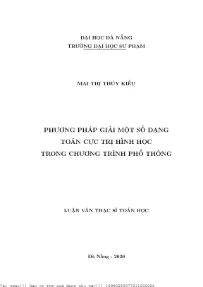 Phương pháp giải một số dạng toán cực trị hình học trong chương trình phổ thông