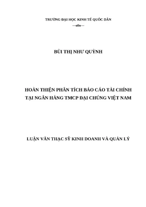 Luận văn thạc sĩ hoàn thiện phân tích báo cáo tài chính tại ngân hàng tmcổ phần đại chúng việt nam